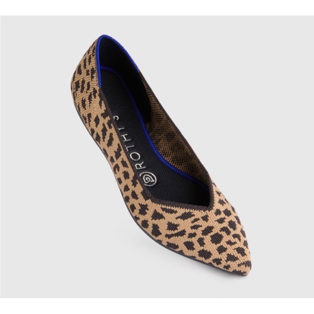 Rothy's The Point Flats In Retired Leopard Print Slip On Ballet Flat Size 6.5 - Picture 12 of 13